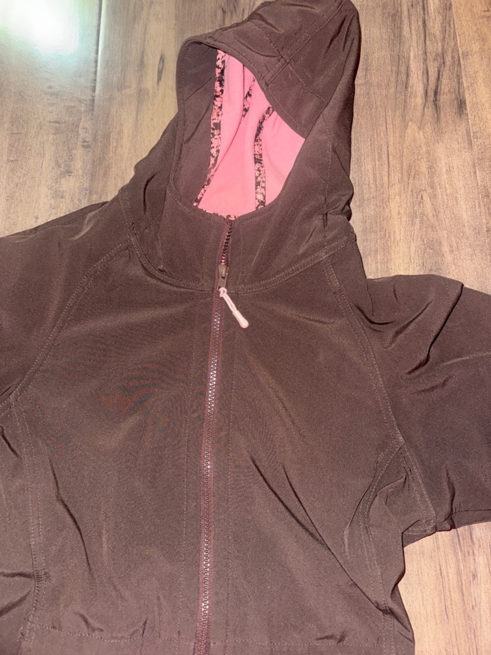 Lululemon Fleece Lined Hooded Jacket Long Brown Pink Lining Size 6 NWOT - Picture 13 of 16